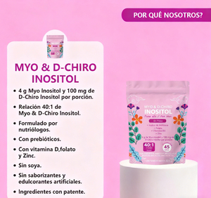 Mélange de Myo-Inositol et D-Chiro-Inositol 40:1 en poudre pour femmes avec folate, vitamine D3, zinc et inuline – Complément alimentaire Myo-Inositol - Product Image 4