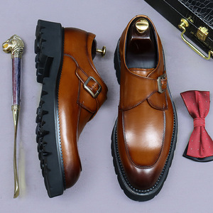 Vintage platform luxury custom leather shoes for business, <b>matte</b> finish, with snap fasteners, formal men's leather shoes - Product Image 5