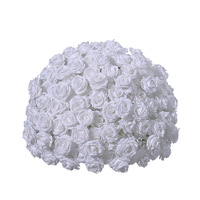 Susunan Bunga Mawar Hydrangea Putih Murni Gaya Baru Guang Qianfeng Model 186 untuk Dekorasi Meja Pernikahan dengan Stand Geometris
