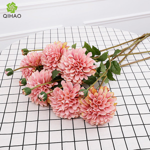 QIHAO Artificial Dahlia Flowers Plastic High Simulation Indoor Decorative Floral Arrangement Material Autumn Pink Light Purple - Product Image 3