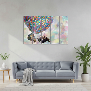 Printed Canvas Art - Colorful Air <b>Balloon</b> Rainbow Gift,SET OF 5 CANVAS - Product Image 3