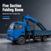 Used 7 Ton Folding Arm Truck Mounted Crane 5 Section 10m Boom 360 Degree Wood Grapple for Log Transport