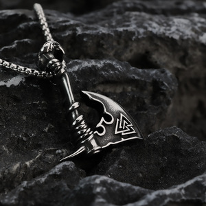 Pendentif hache viking en acier inoxydable, collier pour homme, design géométrique, bijoux cadeau - Product Image 4
