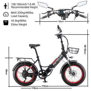 Bicicleta Plegable OEM al por Mayor de 20 Pulgadas, 7 Velocidades, Neumático Ancho de Aluminio, Bicicleta Eléctrica con Cesta Delantera y Portaequipajes Trasero, Entrega Electrónica KS9 de 20 Pulgadas Plegable - Product Image 1