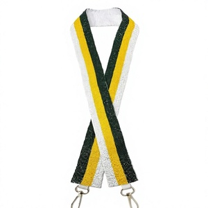 New Handmade Beaded <b>Purse</b> Strap With Yellow And <b>Green</b> Stripes Polyester Crossbody Bag Accessory Wedding Party with Bags - Product Image 1