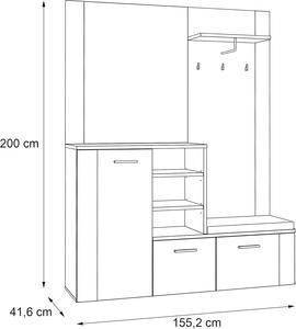 <span class=keywords><strong>Perchero</strong></span> de pasillo de roble arena compacto contemporáneo con <span class=keywords><strong>espejo</strong></span> de banco y almacenamiento de zapatos Juego de muebles de entrada pequeña - Product Image 6