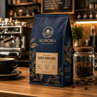 Sacs d'emballage pour café personnalisés de 250 g, 500 g, 1 kg, sachets à fond plat avec valve et fermeture éclair