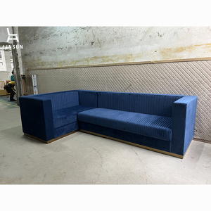 Canapé de <span class=keywords><strong>bar</strong></span> en velours bleu de haute qualité, forme en U ou en L, pour discothèque, KTV, salon, CSF022 - Product Image 1