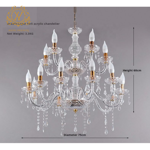 Gold/Silver 15heads Luxury Chandelier Multi Head Hanging Pendant Acrylic Crystal Chandelier for <strong>Wedding</strong> <strong>Ceiling</strong> <strong>Decoration</strong> - Product Image 6