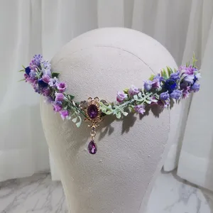 Coroa de flores para casamento, guirlanda floral para cabelo, tiaras de noiva, acessórios para cabelo femininos e femininos, acessório de cabelo para mulheres