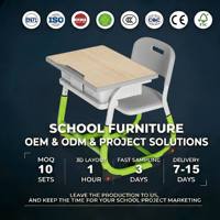 Ensemble bureau et chaise ergonomiques de qualité industrielle pour l'école, mobilier durable pour salles de classe, solutions de projets, OEM ODM pris en charge