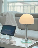 Lampu Meja Tidur Modern Minimalis Nordik Mewah dengan 3 Suhu Warna Cahaya dan Alas Kaca untuk Kamar Tidur Ruang Tamu