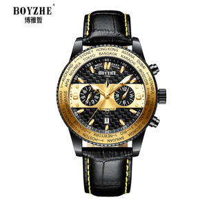 <span class=keywords><strong>Montre</strong></span> automatique de luxe pour <span class=keywords><strong>homme</strong></span>, boîtier noir et or, aiguilles, plusieurs sous-cadrans décoratifs, fenêtre de calendrier simple, acier inoxydable, étanche - Product Image 6