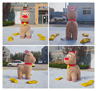 Élan gonflable marron personnalisé en forme de dessin animé avec texture douce et fourrure pour décorations de Noël et d'hiver gonflables