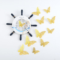 Lot de 12 petits autocollants muraux 3D papillons creux colorés, imperméables, en soie, pour décoration intérieure et fêtes