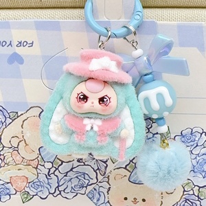 Nouveau porte-clés pendentif en résine lapin mignon, petite décoration DIY pour sac à dos, technique 3D floquée - Product Image 5