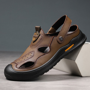 Men's Summer <b>Sandals</b> Perforated Breathable Rubber Outsole EVA Midsole Outdoor <b>Closed</b> <b>Toe</b> Driving Shoes - Product Image 1