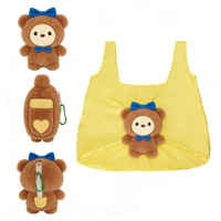 Tas Belanja Lipat Hewan Boneka Super Lembut dengan Isian Kapas, Tas Belanja Reusable Ukuran Sedang