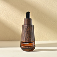 Botol tetes kaca 30ml dengan cetakan tekstur kayu untuk Serum kosmetik dan wadah isi ulang minyak esensial