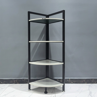 Étagère d'angle en bois à 4 niveaux avec design minimaliste pour salon, chambre à coucher, bureau