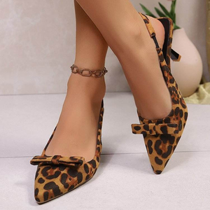 Luxury High Quality Pointed High Heeled Shoes New Stilettos Fashion <b>Leopard</b> Bow Decorative Women's Shoes Daily Wear - Product Image 3