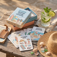 Cartes de style de vacances en bord de mer personnalisées OEM, ensemble de cartes d'inspiration pour tenues et accessoires de plage en gros avec boîte personnalisée