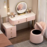 Offre Spéciale Coiffeuse Moderne Intelligente en Bois Massif avec Recharge Sans Fil et Miroir Lumineux Multifonction pour Chambre à Coucher