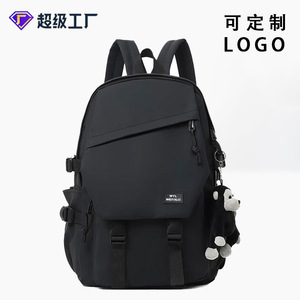 Student Backpack 15 Inches Dark Gray Fashion Label Unisex School Education Laptop Bag - Product Image 2