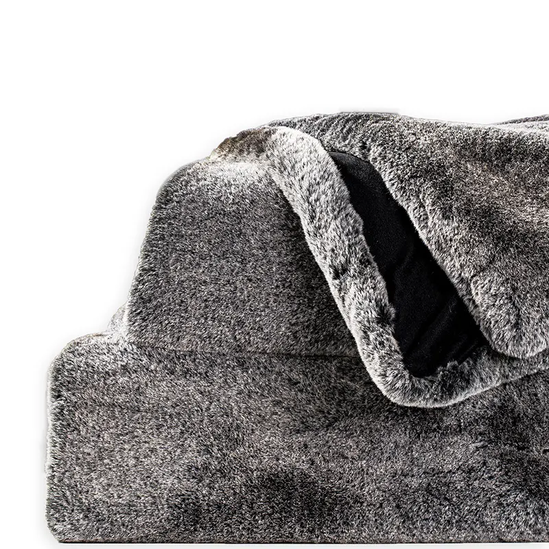 Couverture Double de luxe en fausse fourrure de lapin, Design personnalisé Extra doux pour canapé-lit