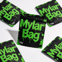 Sacs Mylar refermables à fermeture éclair, anti-odeur, de qualité alimentaire, imprimés sur mesure, à fond plat, 3,5 g