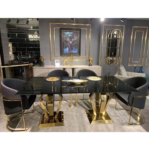 Nhà Hàng Hiện Đại Đồ Nội Thất Chân Thép Không Gỉ Bàn Ăn Chỉ Có Bàn Ăn 6 Ghế Trắng - Product Image 3