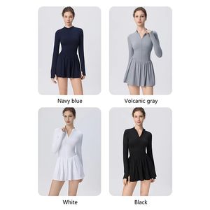 Vêtements de sport pour femmes, course en plein air, Falda Deportiva, col montant, manches longues, <span class=keywords><strong>maillot</strong></span> de badminton, robe de tennis anti-transparence - Product Image 5