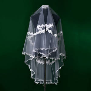 रोमांटिक नई शानदार <span class=keywords><strong>Waltz</strong></span> लंबाई वाली शादी की फीता घूंघट 1 टियर लंबी ब्राइडल वील्स - Product Image 2