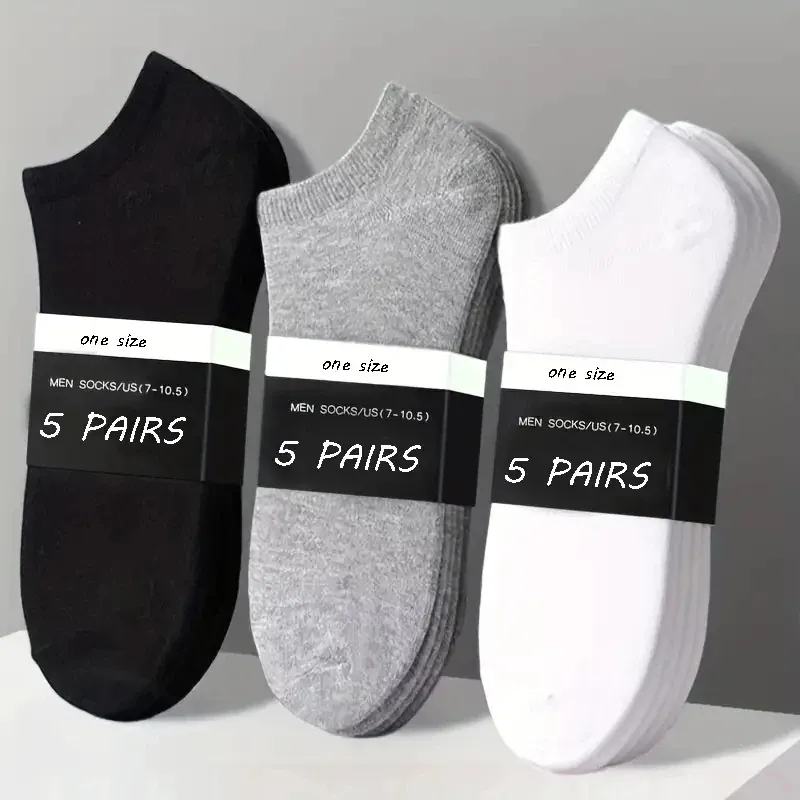 5 Pairs/bag Custom Bulk Wholesale Cheap Plain Low Cut Ankle Socken Thick Breathable Mens Plain Socks Grip Sport Cotton Socks