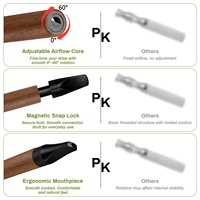Inhalateur en noyer à cadran rotatif pour arrêter de fumer naturellement, débit d'air réglable, embout plat, contrôle par torsion, cadeau anti-stress