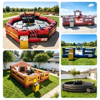 Machine de Parc Taureau Rodéo Mécanique Gonflable, Taureau Rodéo Électrique pour Jeux Adultes