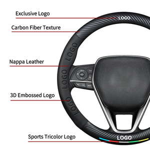 Funda Universal para <span class=keywords><strong>Volante</strong></span> de Coche, Fibra de Carbono, Cuero Nappa, Antideslizante, Transpirable, para <span class=keywords><strong>Volante</strong></span> de <span class=keywords><strong>VW</strong></span> Golf - Product Image 6