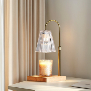 Crystal <b>Shade</b> Black Dome <b>Candle</b> Warmer <b>Lamp</b> with Wooden Base Modern Design Eco-Friendly LED Warm White Light for Bedroom Decor - Product Image 6