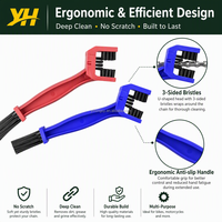 Brosse de nettoyage de chaîne de moto, brosse à double tête en U pour freins et engrenages profonds, à 3 faces, pour un nettoyage en profondeur de la cassette et des pignons