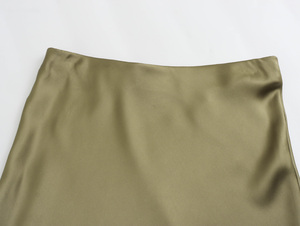 QSY Zipper Fly Green Color Silky Cas Al Fashion <span class=keywords><strong>Jupe</strong></span> longue en <span class=keywords><strong>satin</strong></span> pour femme - Product Image 6
