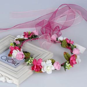 Neue Künstliche Blumengirlande Blumen-Brautstrauß Haarband Hochzeit Kinder Abschlussball Reise Haarkrone Accessoires - Product Image 6