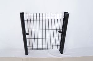 Panneau de clôture extérieur en treillis soudé incurvé 3D en acier au carbone, hauteur 6 pieds, revêtement poudré, avec poteau couleur pêche - Product Image 5