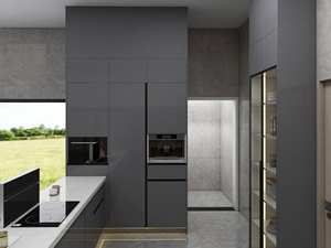 Modern Modular Kitchen <b>Cabinets</b> Gray High Gloss with Eco-Friendly Plywood L Shape Design - Product Image 3