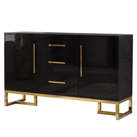 Meuble buffet moderne, base en acier inoxydable, table console de luxe en bois antique avec tiroir pour le couloir