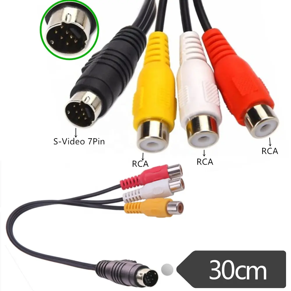 Ere S Video 7 Pin Naar 3 Rca Vrouwelijke Rgb Component Kabel 7 Pin Mini Din S Video Male Naar 3 Rca Vrouwelijke Kabel Voor Dvd/Tv/Hdtv/Vcr'