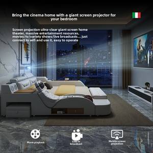 Moderno e minimalista struttura in legno massaggio letto in pelle multifunzionale Tatami letto con deposito grande doppio proiettore di esportazione - Product Image 2