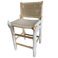 Tabouret de comptoir moderne en bois massif, design corde tressée à la main, chaise haute pour îlot de cuisine, restaurant, mobilier de maison