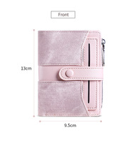 Dompet Pendek Tipis Lipat Dua untuk Wanita, Dompet Pendek Wanita, Tempat Kartu Kredit Multi, Dompet Koin dengan Resleting
