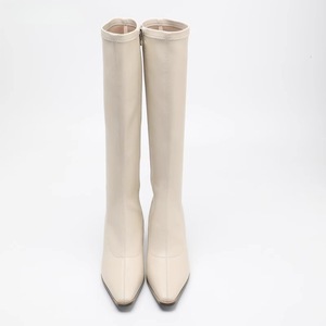 Botas Blancas de Tacón Alto y Grueso, Estilo Coreano, con Parte Superior de Microfibra, que Aumentan la Estatura, para Mujeres de Baja Estatura y Tallas Grandes - Product Image 2