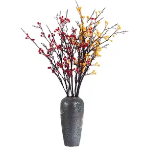 Plantes artificielles de baies de noël, vente en gros, 6 pièces, décoration de maison, rouge, 110cm de Long, tige de Fruits creuse